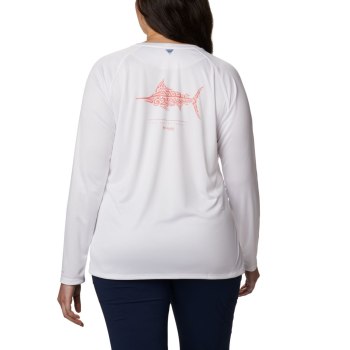 Columbia PFG Tidal Long Sleeve Printed Fish Plus Size, Sudaderas Blancos Para Mujer | 728513-CWE